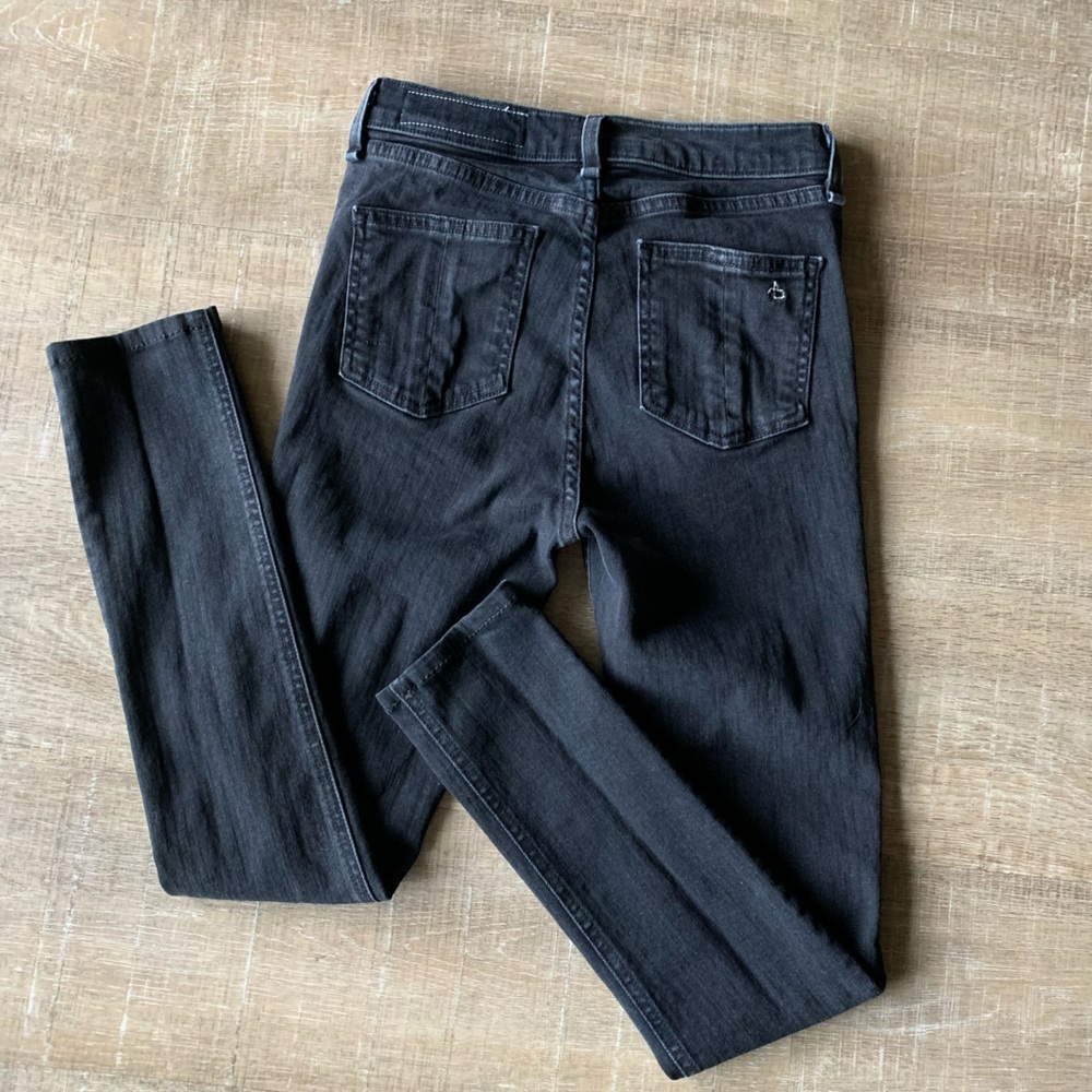 ▶️ Rag & Bone Black Skinny Jeans Womens 26 Mid Rise Stretch Ankle Denim Grunge